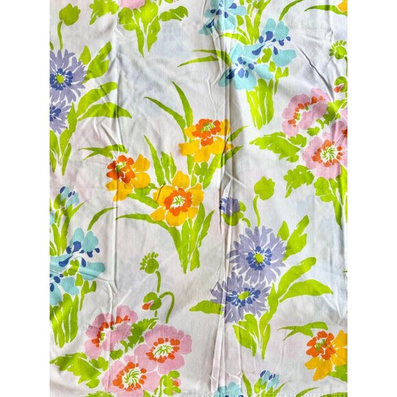 Vintage MARTEX Presslin 303 Floral Print Cotton Poly Muslin Full Flat Sheet Set - Picture 3 of 14